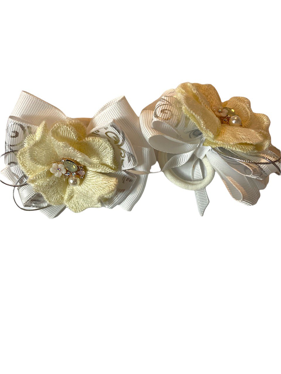 White and Pearl White Hair Tie Set