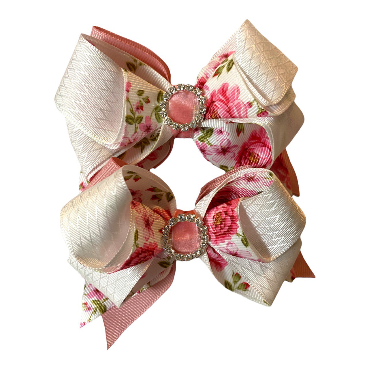 Double Ribbon White Hair Clip Set